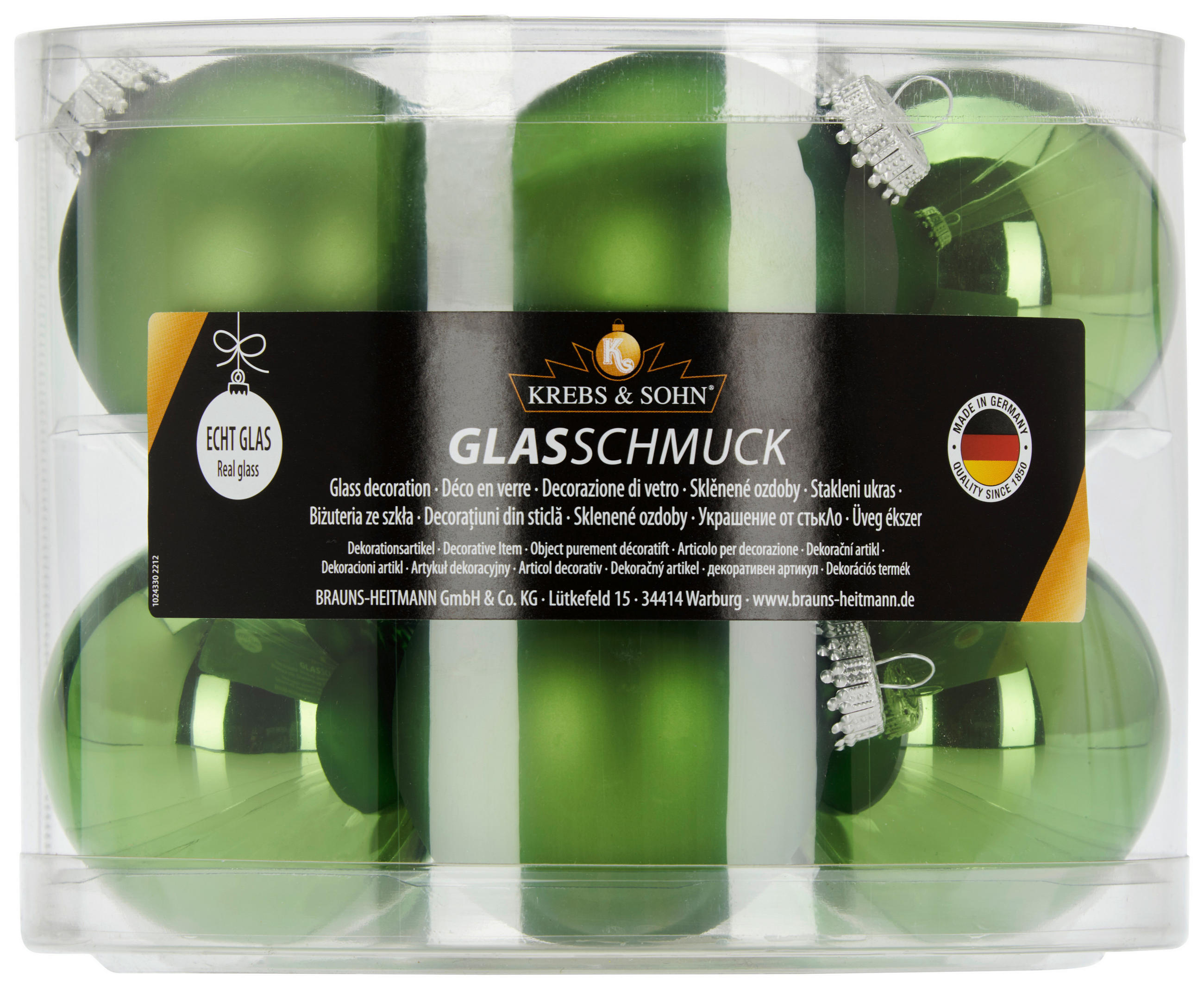 JULGRANSKULOR SET 7 cm 10 delar  - smaragdgrön, Klassisk, glas (7cm)