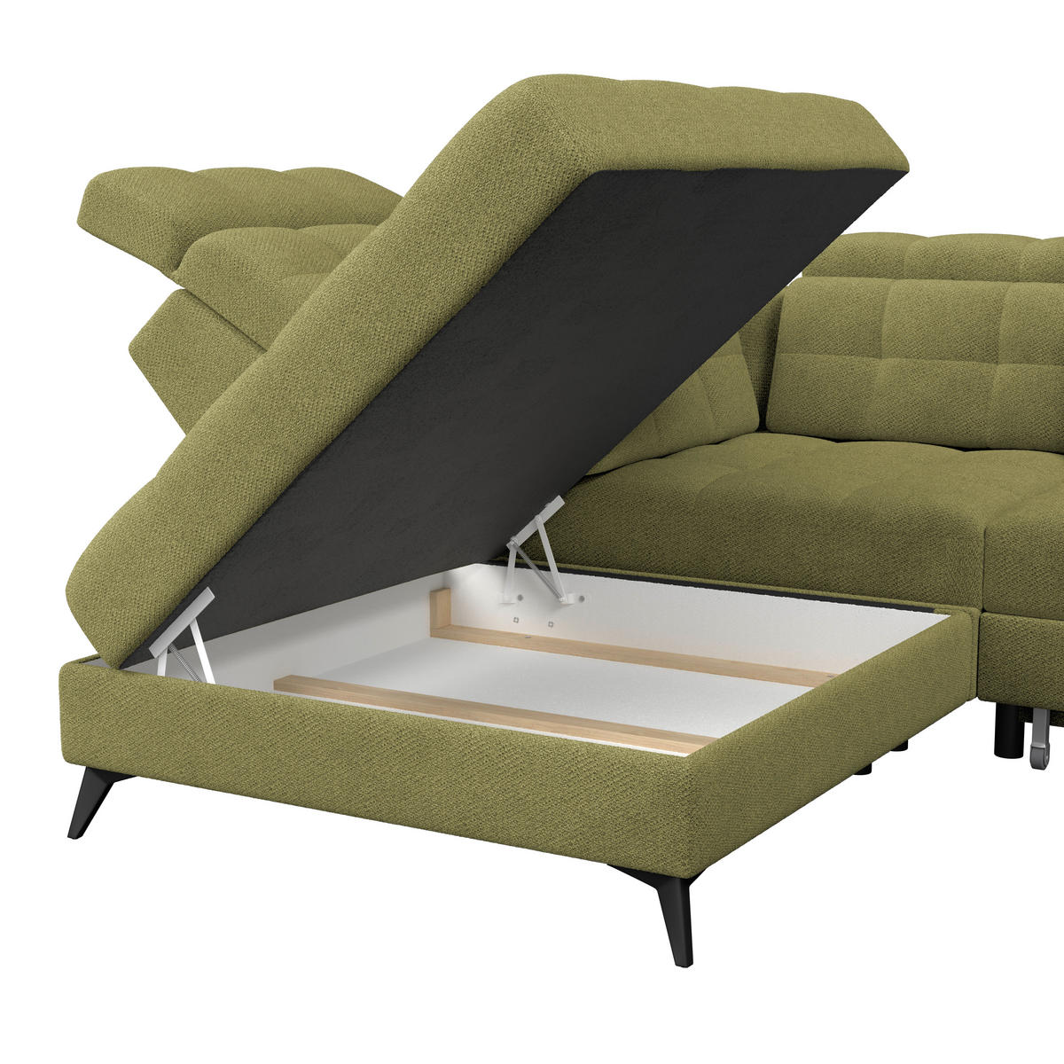 HÖRNSOFFA i velour grön  - grön/svart, Romantik / Lanthus, metall/textil (228/289cm) - MID.YOU