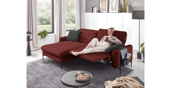 ECKSOFA in Flachgewebe Rot 191/252 cm - Rot/Schwarz, Design, Textil/Metall (191/252cm) - Dieter Knoll