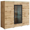 HIGHBOARD Vera  in 120/102,3/39,5 cm  - Eiche Wotan/Grau, Trend, Glas/Holzwerkstoff (120/102,3/39,5cm) - P & B