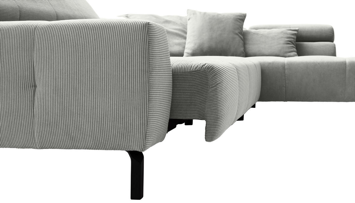 ECKSOFA in Cord Hellgrau  311/219 cm  - Hellgrau/Schwarz, KONVENTIONELL, Textil/Metall (311/219cm) - Hom`in