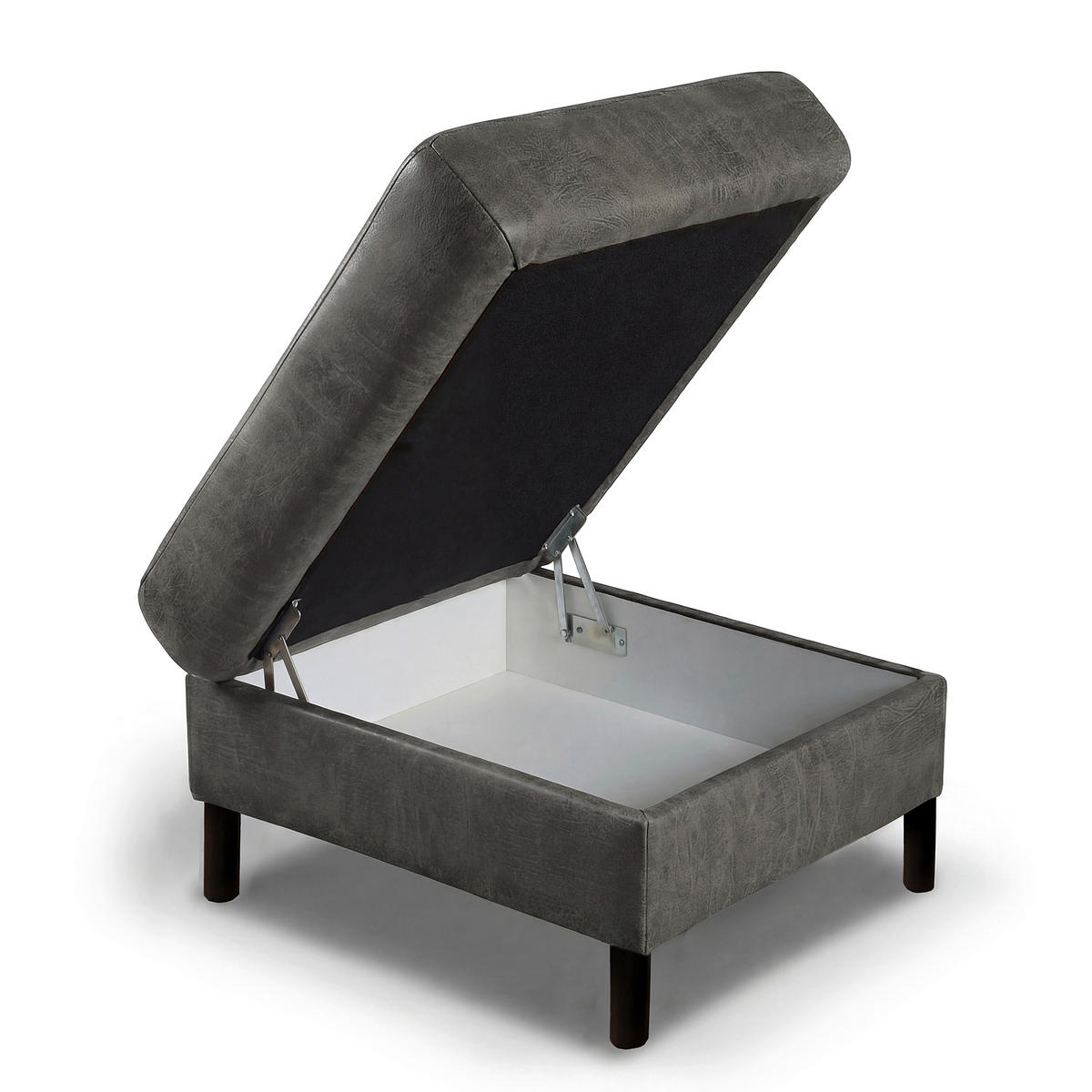 HOCKER Textil, Leder Dunkelgrau  - Dunkelgrau, Design, Leder/Textil (70/48/60cm) - Livetastic
