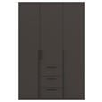 DREHTÜRENSCHRANK 151/223/61 cm,  in Graphitfarben, 3-türig  - Schwarz/Graphitfarben, Basics, Holzwerkstoff/Metall (151/223/61cm) - Novel