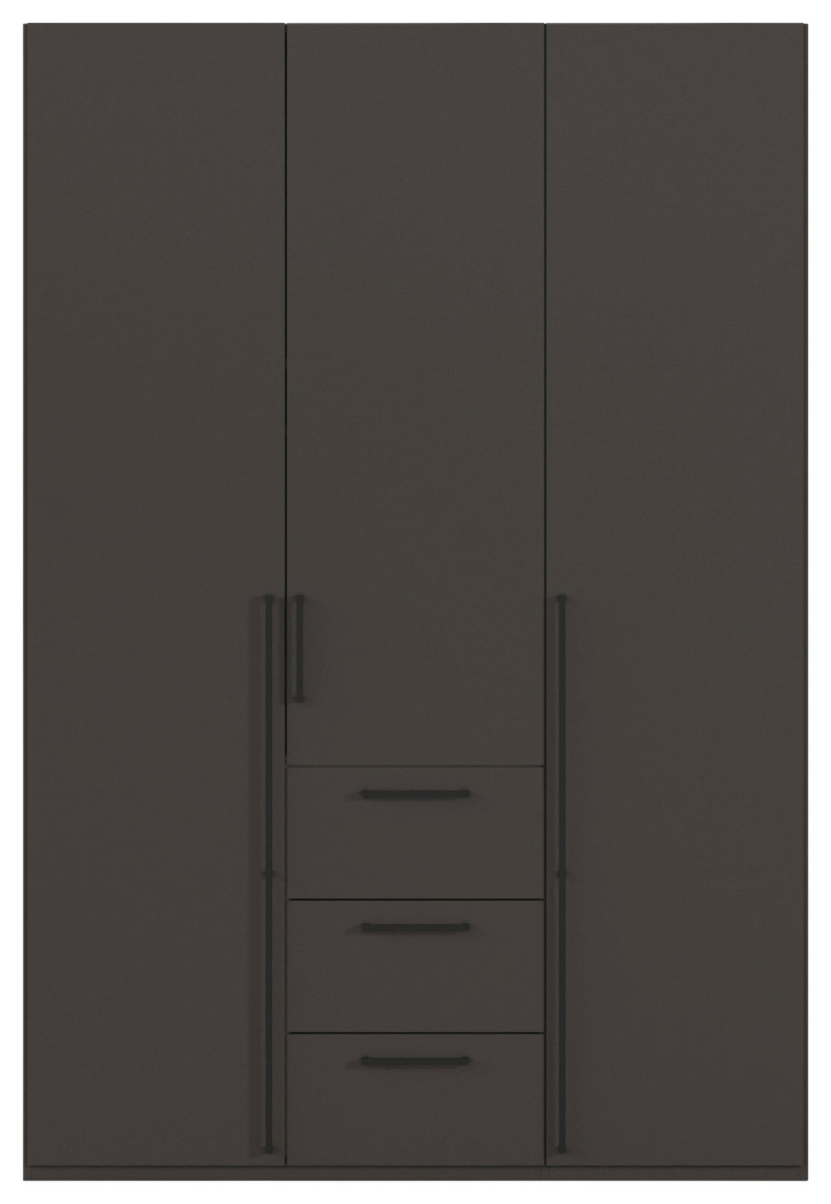 DREHTÜRENSCHRANK 151/223/61 cm,  in Graphitfarben, 3-türig  - Schwarz/Graphitfarben, Basics, Holzwerkstoff/Metall (151/223/61cm) - Novel