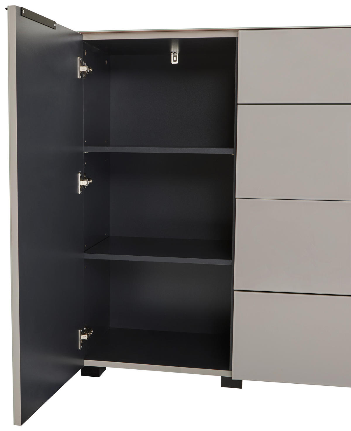 SIDEBOARD  180/99,7/42 cm 4 Schublade(n)  - Kaschmir/Schwarz, Design, Glas/Holzwerkstoff (180/99,7/42cm) - Novel