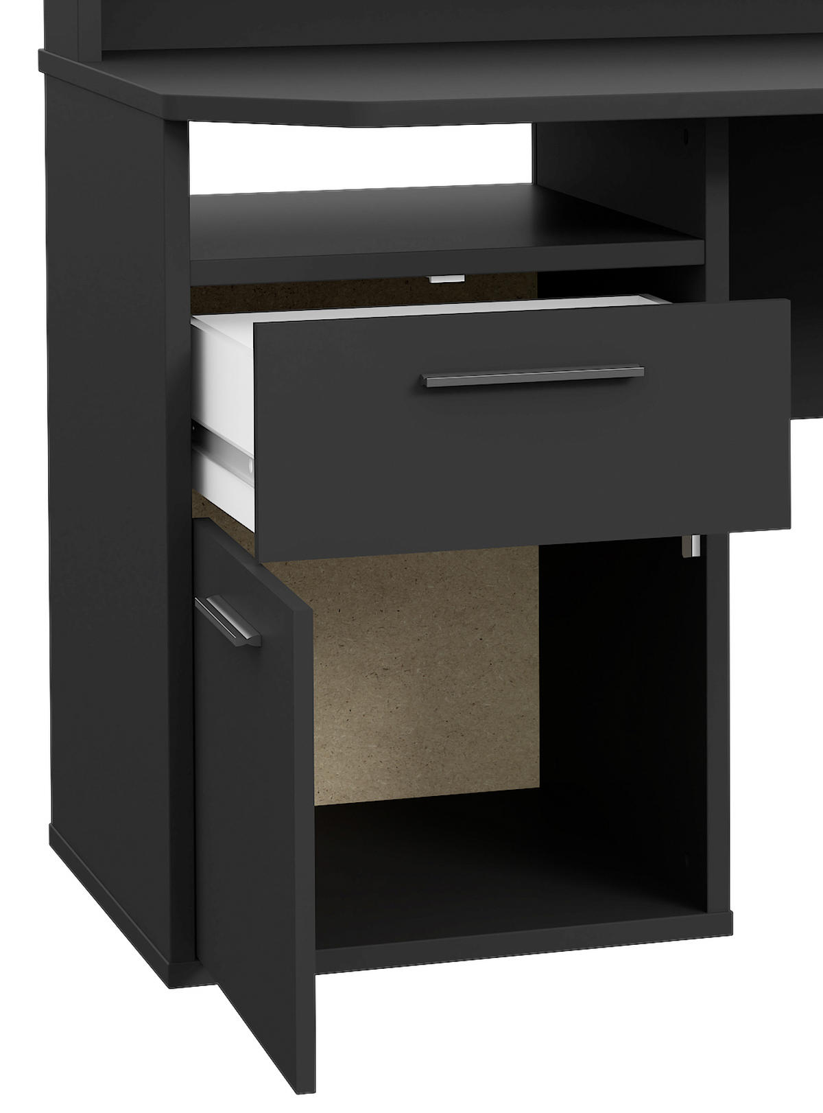 GAMINGTISCH Schwarz  - Alufarben/Schwarz, MODERN, Holzwerkstoff/Kunststoff (160/72/91cm) - MID.YOU