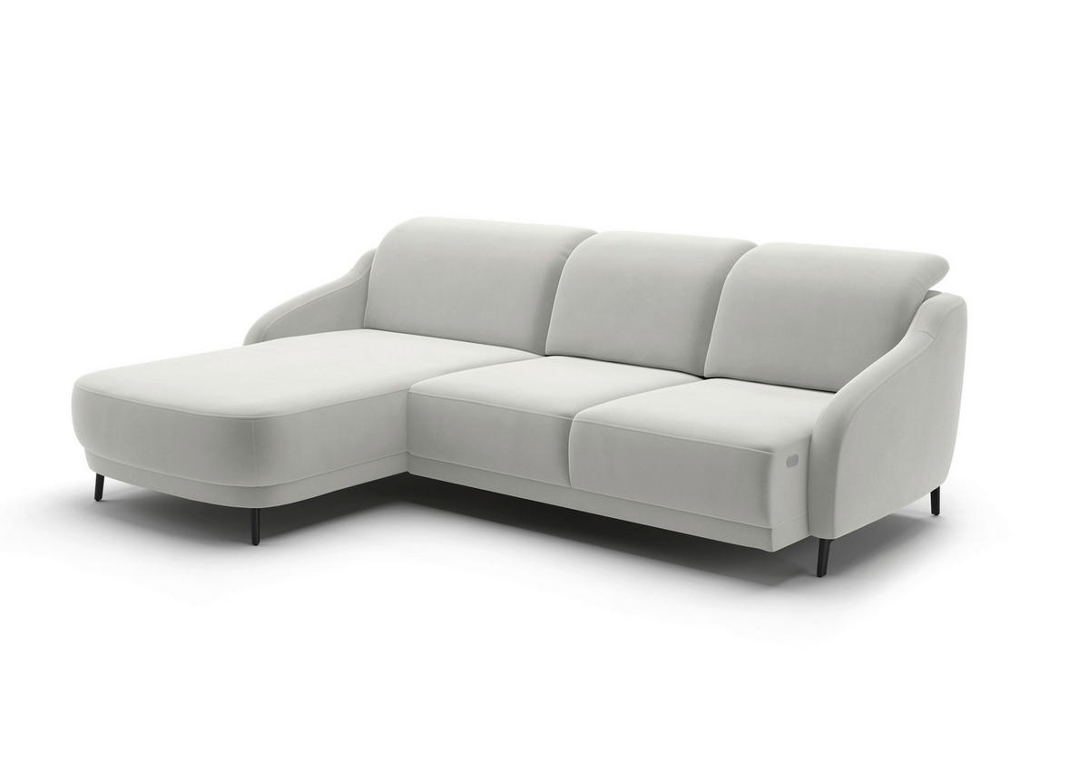 ECKSOFA BLUES V Sandfarben Samt  - Sandfarben/Schwarz, MODERN, Textil/Metall (191/271cm) - Sit & More