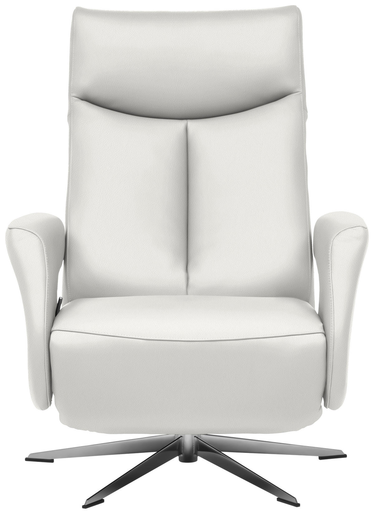 RELAXSESSEL Echtleder Relaxfunktion    - Chromfarben/Weiß, Design, Leder/Metall (74/105/82cm) - Welnova