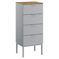 KOMMODE 40/100/42 cm Grau, Eichefarben  - Eichefarben/Alufarben, Trend, Holzwerkstoff/Kunststoff (40/100/42cm) - Stylife