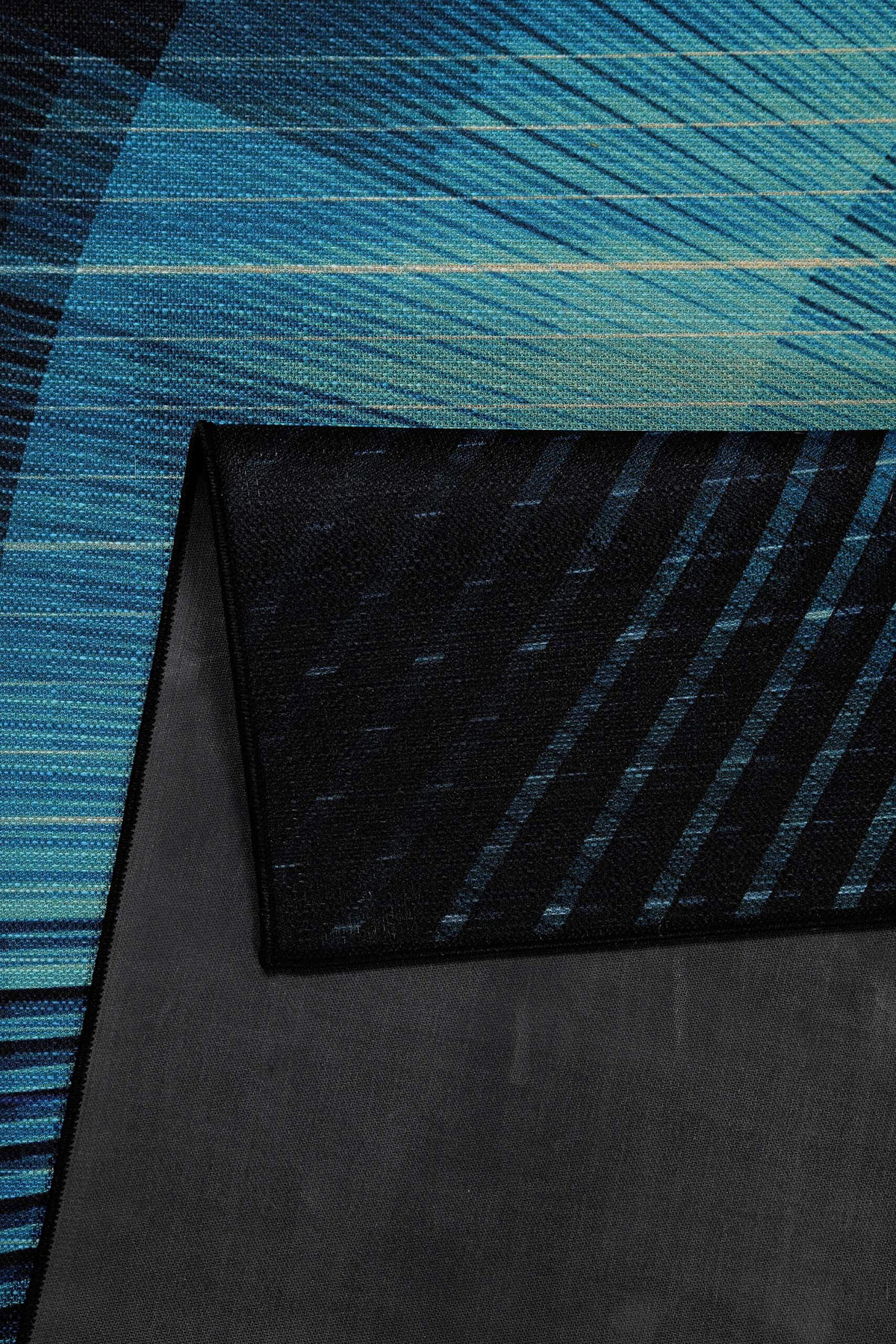 FLACHWEBETEPPICH  Wohnzimmer 110/160 cm Cyber Swirl Blau, Schwarz rechteckig  - Blau/Schwarz, Basics, Kunststoff/Textil (110/160cm) - WECON HOME