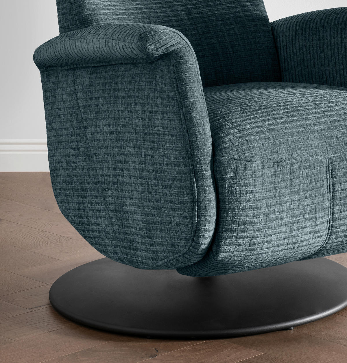 RELAXSESSEL Mikrofaser Kopfteilverstellung, Fußteilverstellung, Rücken echt    - Blau/Schwarz, MODERN, Textil/Metall (72/118/85-165cm) - Livetastic