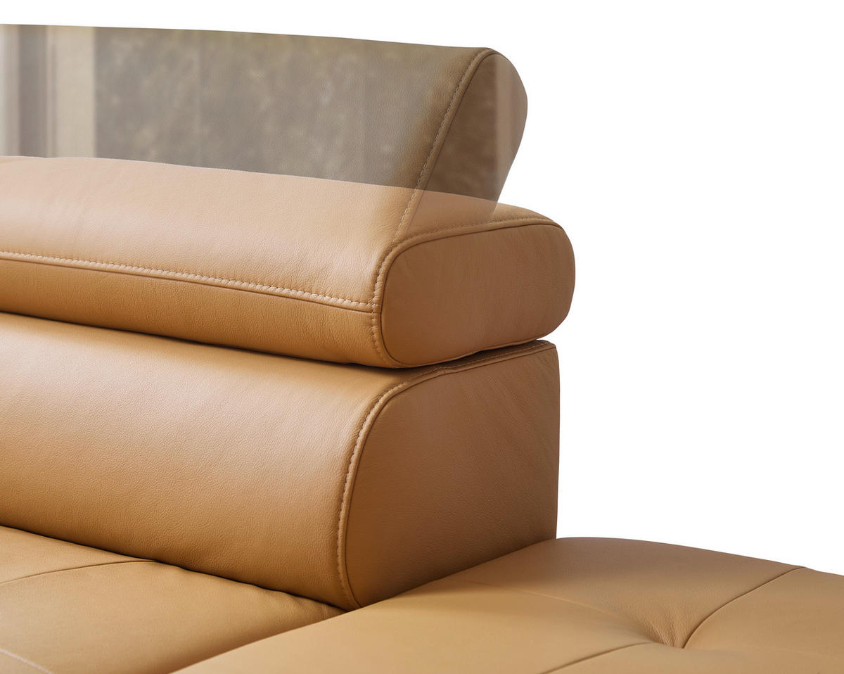 ECKSOFA in Echtleder Senfgelb  - Senfgelb/Schwarz, Design, Leder/Metall (270/220cm) - Novel