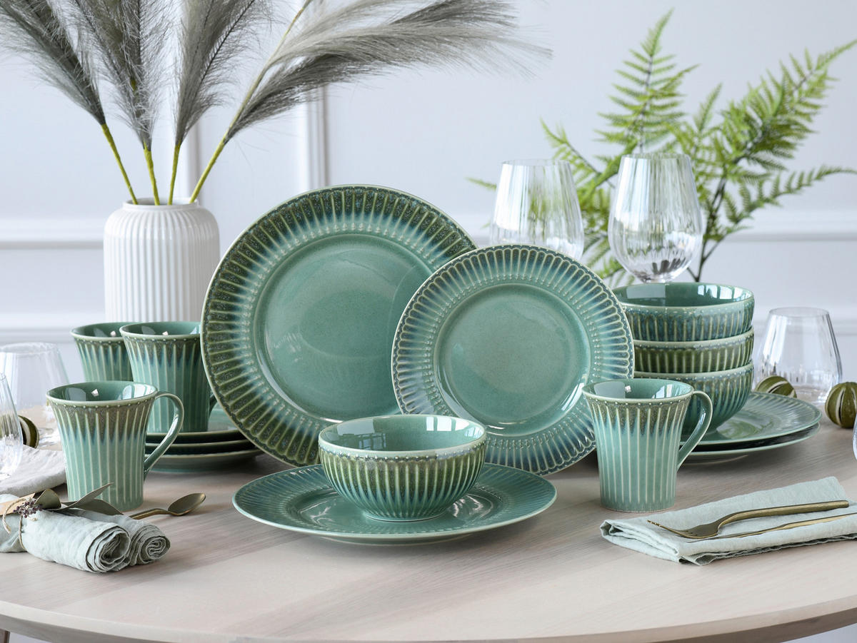 KOMBISERVICE Salbeigrün Celadon Grün 16-teilig 4 Personen  - Salbeigrün, Basics, Keramik - Creatable
