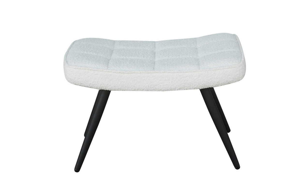 HOCKER Bouclé Elfenbein  - Elfenbein/Schwarz, Basics, Textil/Metall (60/39/41cm) - MID.YOU