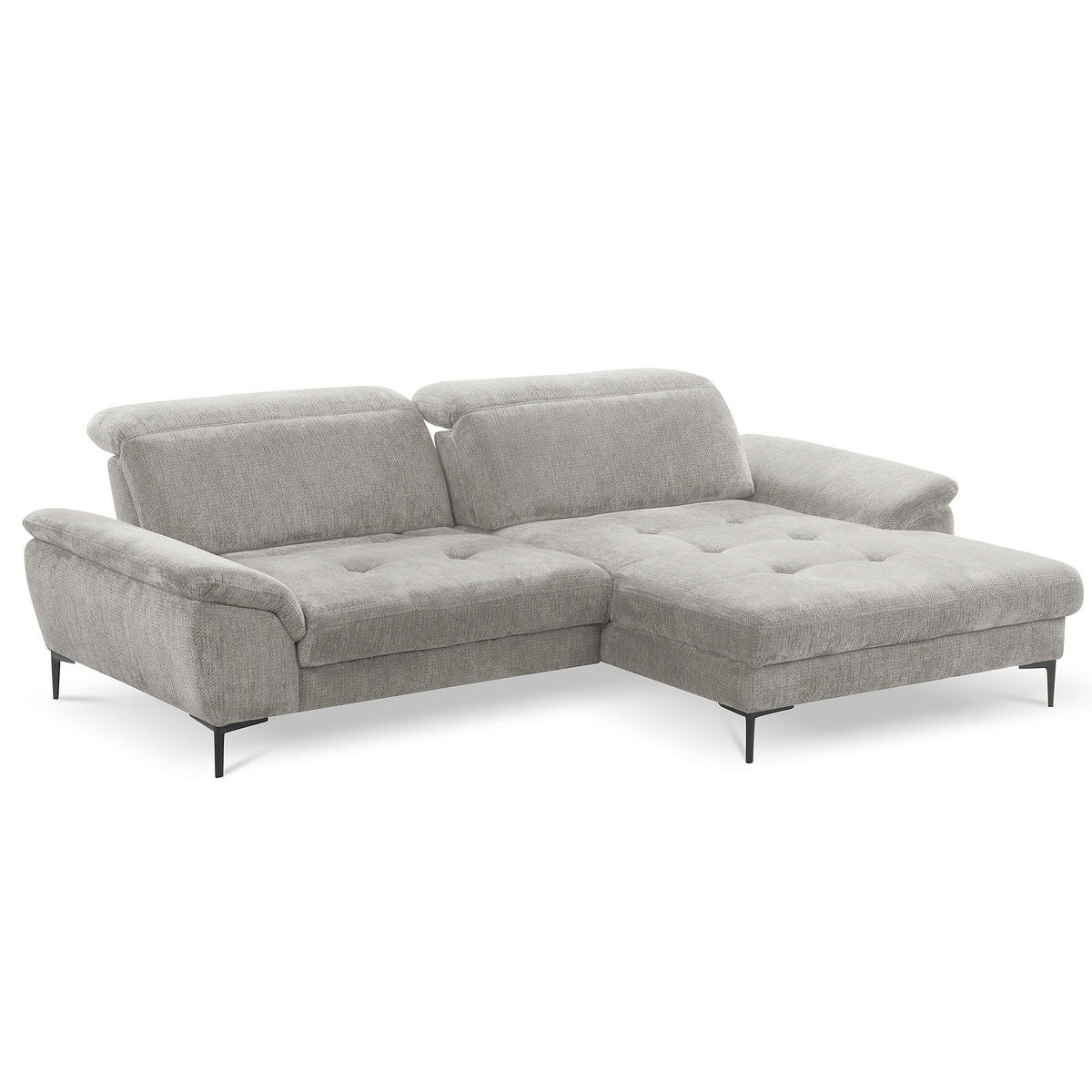 ECKSOFA  Webstoff Grau  - Schwarz/Grau, Design, Textil/Metall (268/195cm) - Livetastic