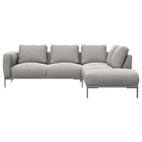 ECKSOFA Grau Webstoff, Flachgewebe  - Schwarz/Grau, Design, Textil/Metall (252/206cm) - Livetastic
