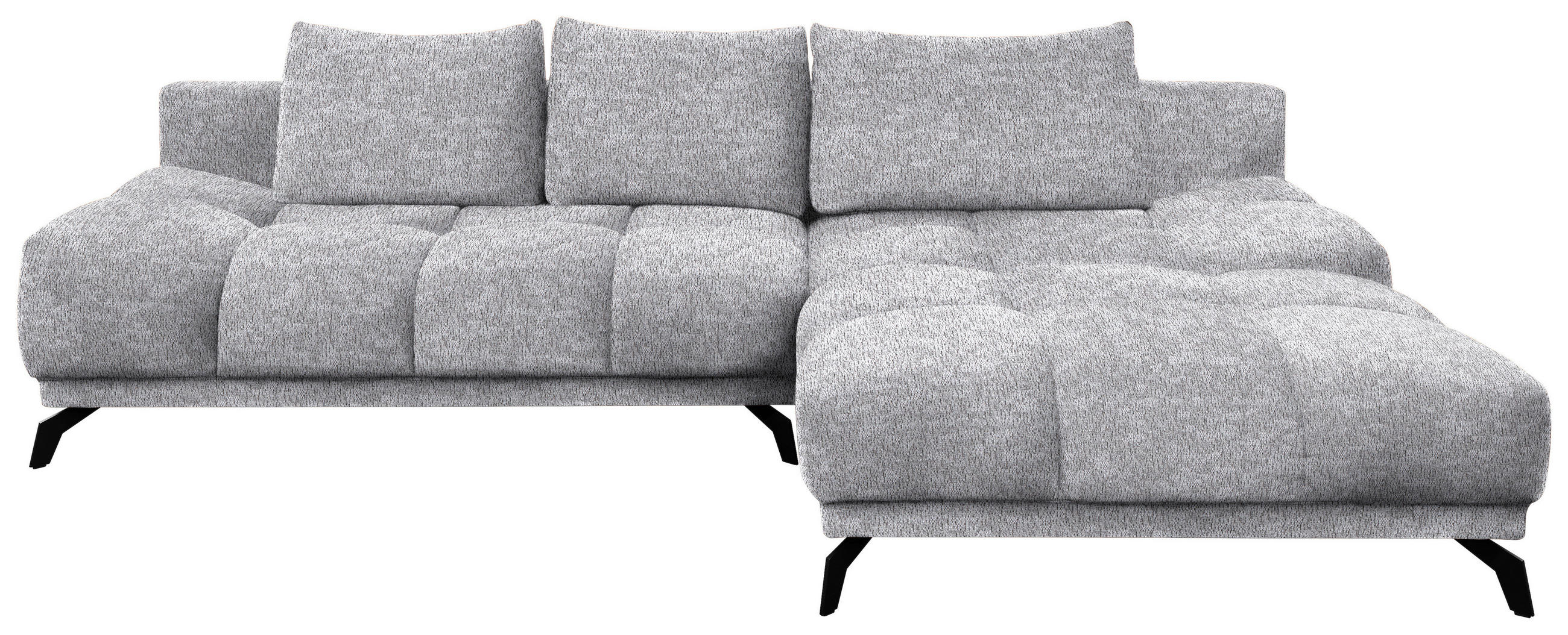 ECKSOFA Grau Chenille  - Schwarz/Grau, MODERN, Textil/Metall (290/182cm) - Hom`in