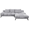 ECKSOFA in Chenille Grau  - Schwarz/Grau, MODERN, Textil/Metall (290/182cm) - Hom`in