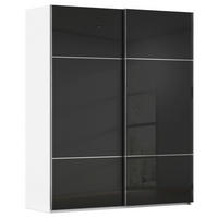 SCHWEBETÜRENSCHRANK in Schwarz, Weiss  - Chromfarben/Weiss, Konventionell, Glas/Holzwerkstoff (162/223/68cm) - Novel