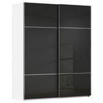 SCHWEBETÜRENSCHRANK 162/223/68 cm 2-türig Schwarz, Weiß  - Chromfarben/Schwarz, KONVENTIONELL, Glas/Holzwerkstoff (162/223/68cm) - Novel