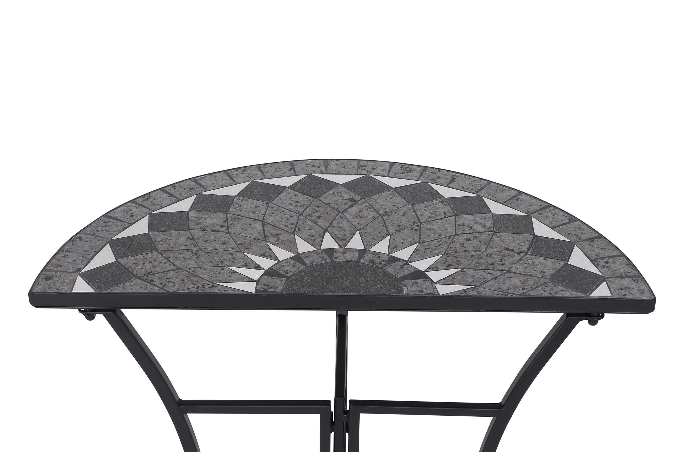 GARTENTISCH 35,5/70/71 cm Keramik, Metall rund  - Schwarz, KONVENTIONELL, Keramik/Metall (35,5/70/71cm) - Siena Garden
