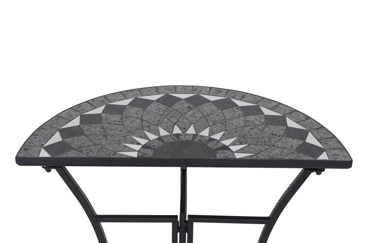 GARTENTISCH Metall, Keramik Schwarz rund  - Schwarz, KONVENTIONELL, Keramik/Metall (35,5/70/71cm) - Siena Garden