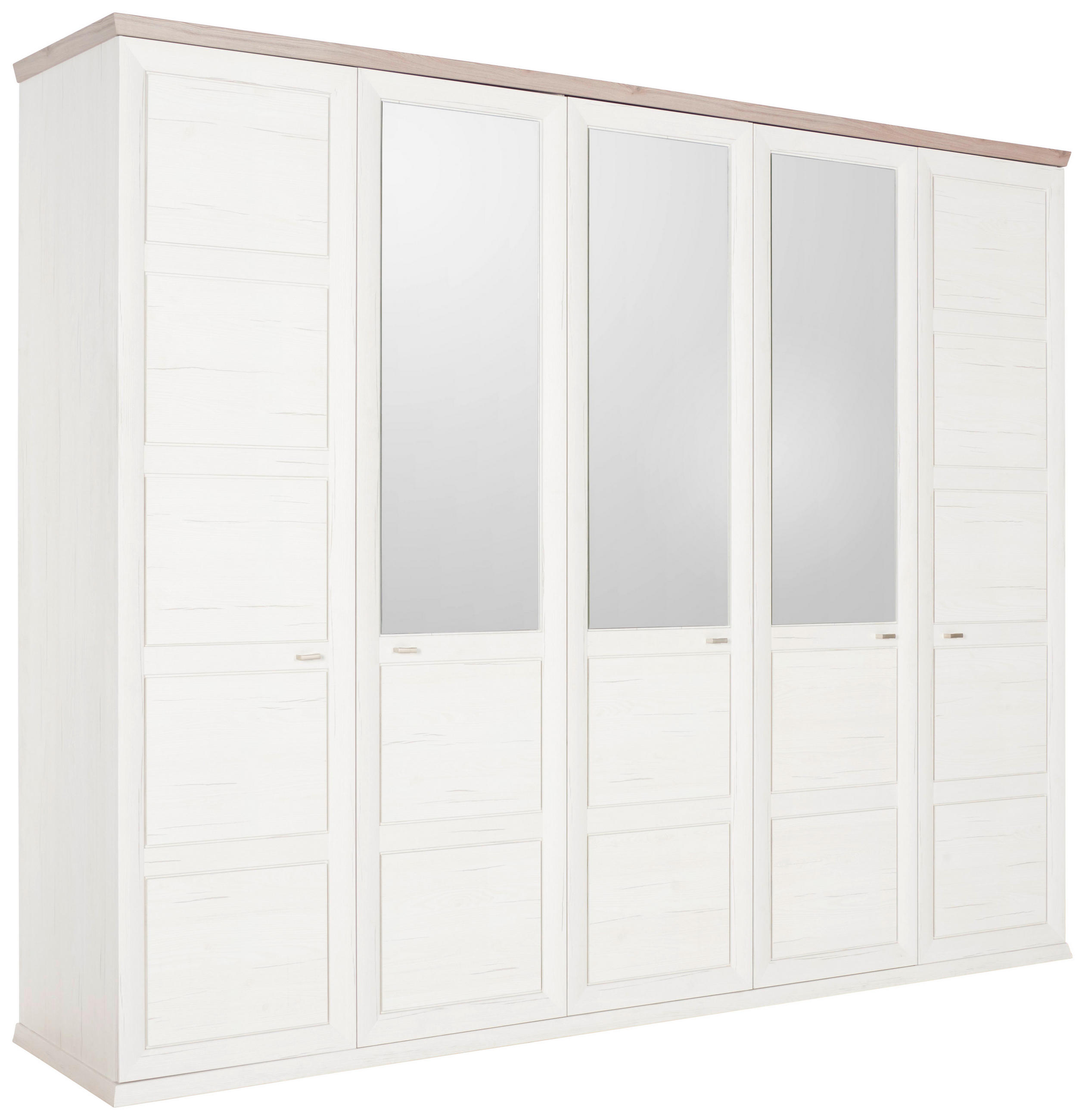 DREHTÜRENSCHRANK 255/209/60 cm 5-türig Grau, Weiß  - Weiß/Grau, LIFESTYLE, Glas/Holzwerkstoff (255/209/60cm) - Hom`in