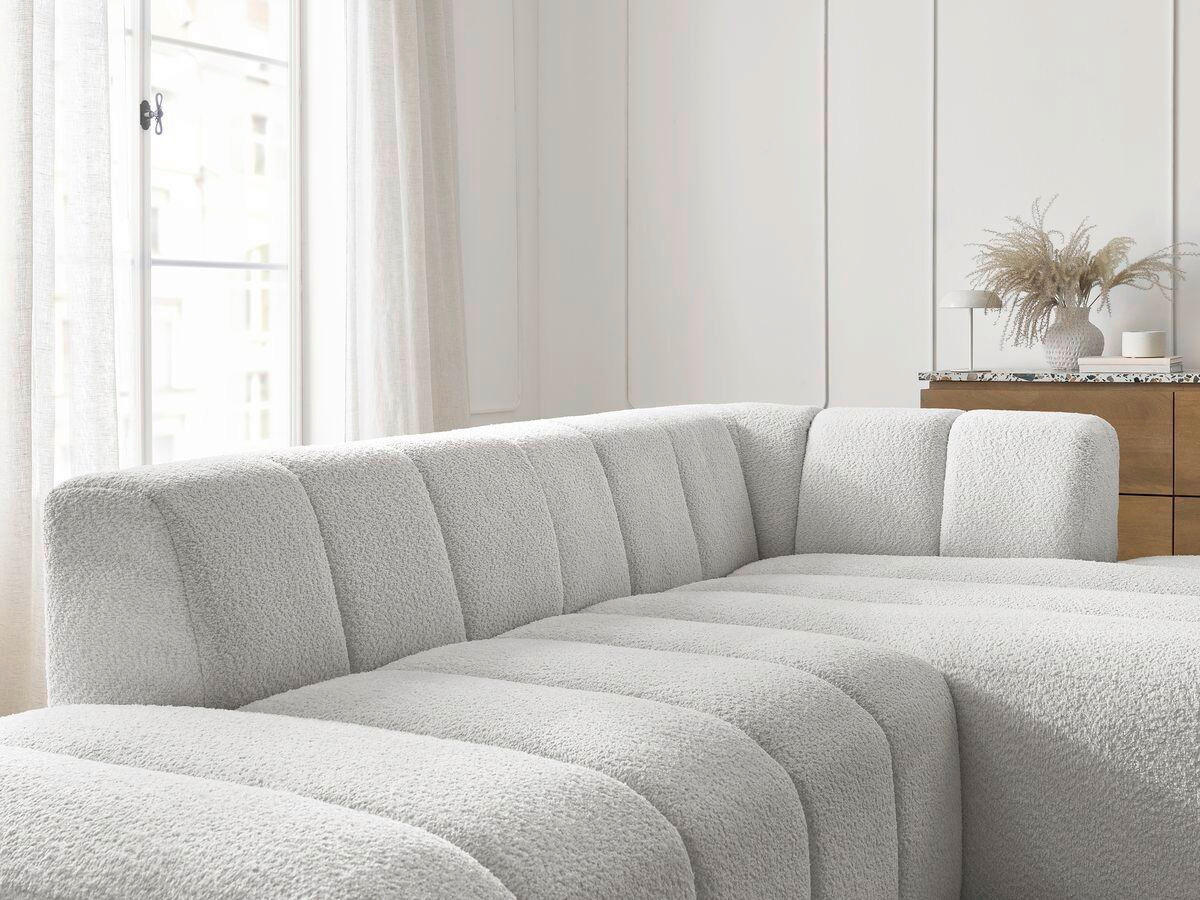 ECKSOFA  ANNECY Hellgrau Bouclé  - Hellgrau/Schwarz, MODERN, Kunststoff/Textil (262/170cm)