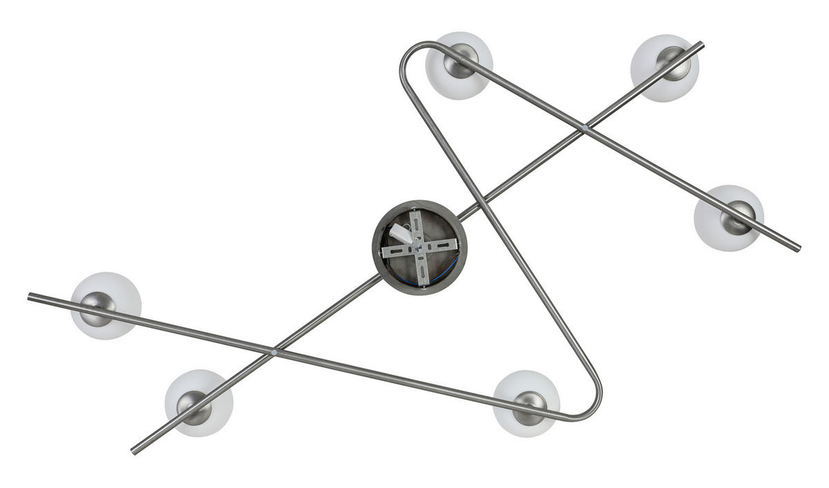 DECKENLEUCHTE 120/73/21 cm  - Weiß/Nickelfarben, Trend, Glas/Metall (120/73/21cm) - Collett's Monde