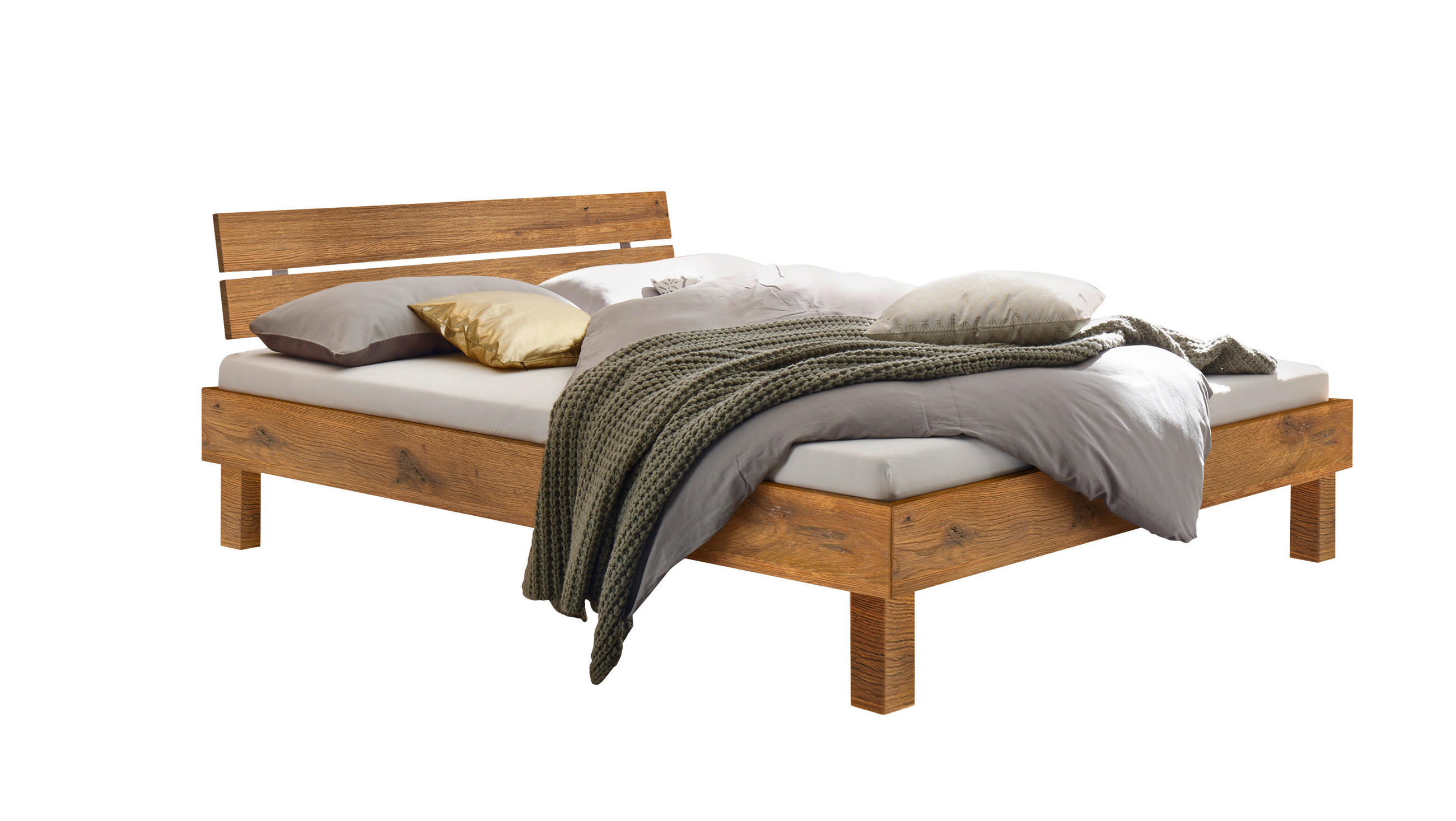 BETT 200/200 cm,  in Wildeiche,  - Wildeiche/Eichefarben, Natur, Holz (200/200cm) - Hasena