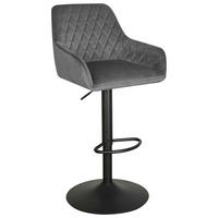 BARHOCKER Samt Grau, Schwarz Eisen  - Schwarz/Grau, Design, Textil/Metall (53/92-114/56,5cm) - Novel