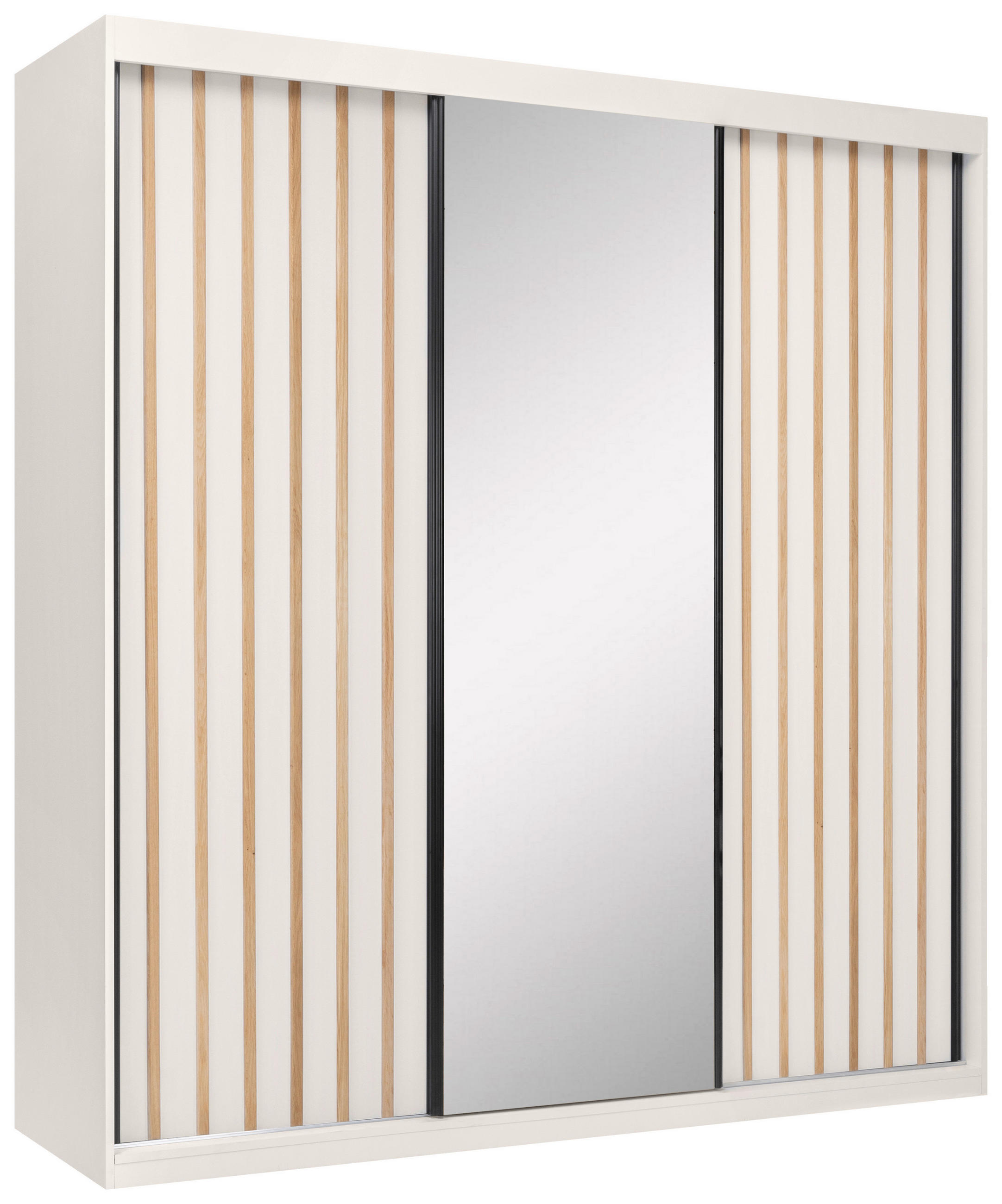 SKRIŇA S POSUVNÝMI DVERAMI, kašmírová, 200/215/59,5 cm - čierna/biela, Modern, kov/kompozitné drevo (200/215/59,5cm) - P & B