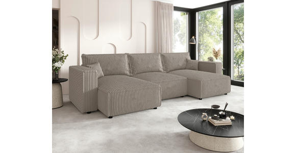 WOHNLANDSCHAFT Beige Cord  - Beige/Schwarz, MODERN, Kunststoff/Textil (153/350/153cm) - Xora