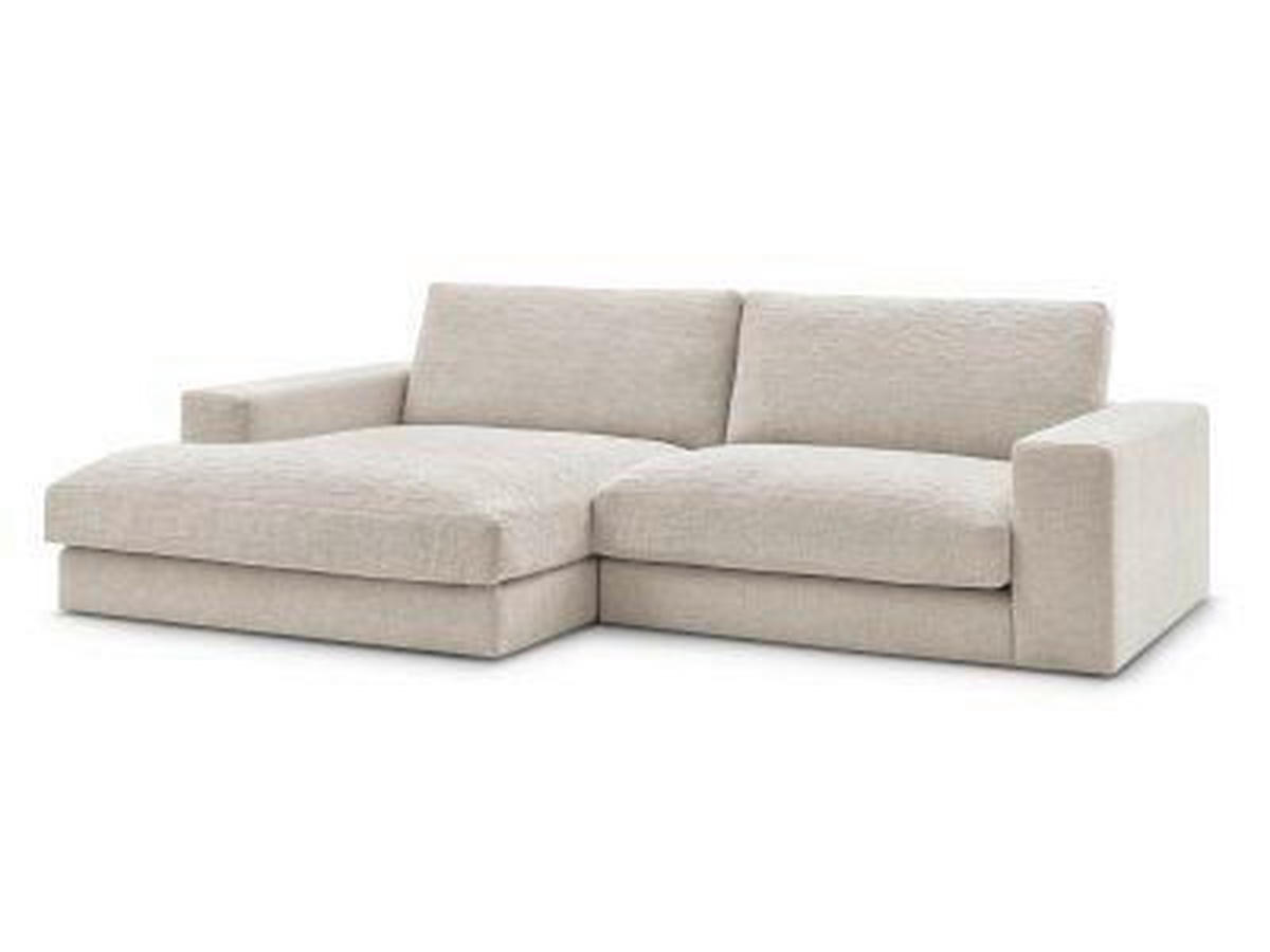 ECKSOFA Ottomane links  LEONARD  Beige Struktur  - Beige/Schwarz, MODERN, Kunststoff/Textil (159/274cm)