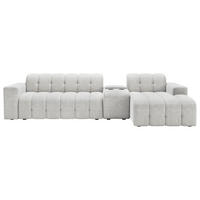 ECKSOFA Perlmutt Chenille Stauraum, Getränkehalter  - Perlmutt/Schwarz, MODERN, Kunststoff/Textil (299/150cm) - Milino