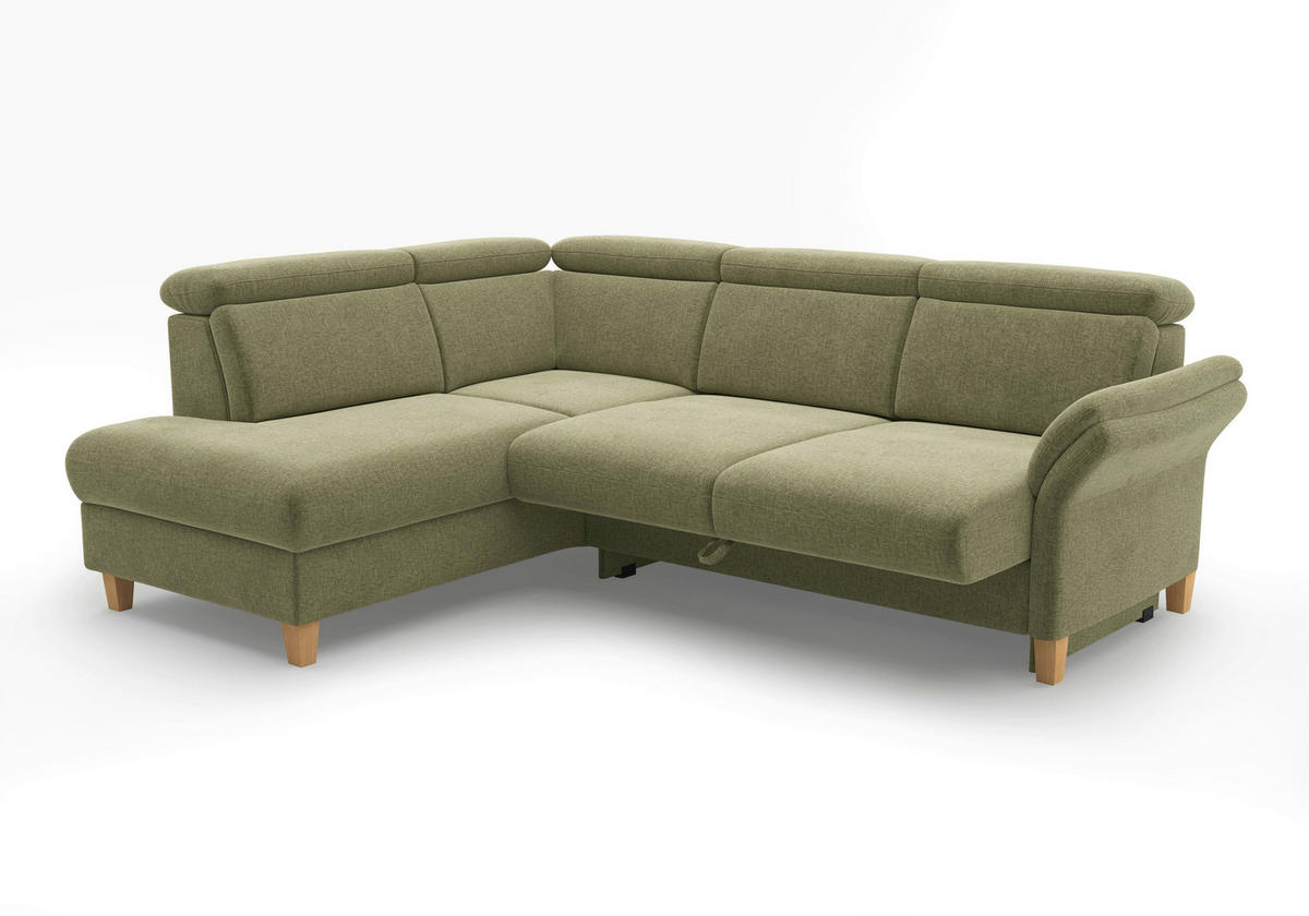 ECKSOFA GLENDALE E Hellgrün Flachgewebe  - Eichefarben/Hellgrün, KONVENTIONELL, Holz/Textil (193/247cm) - Sit & More