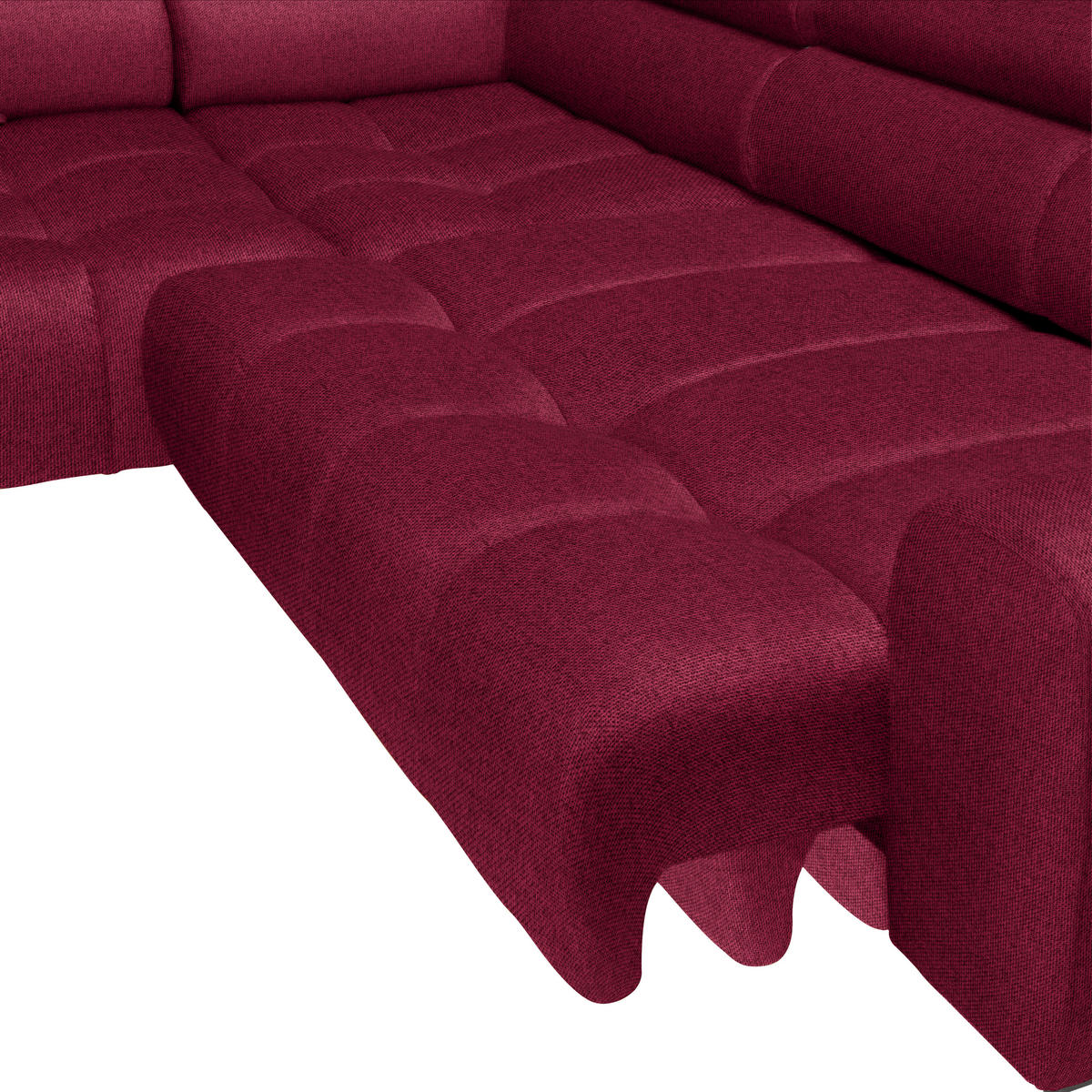 ECKSOFA in Webstoff Rot  - Rot/Schwarz, Design, Textil/Metall (177/270cm) - Welnova