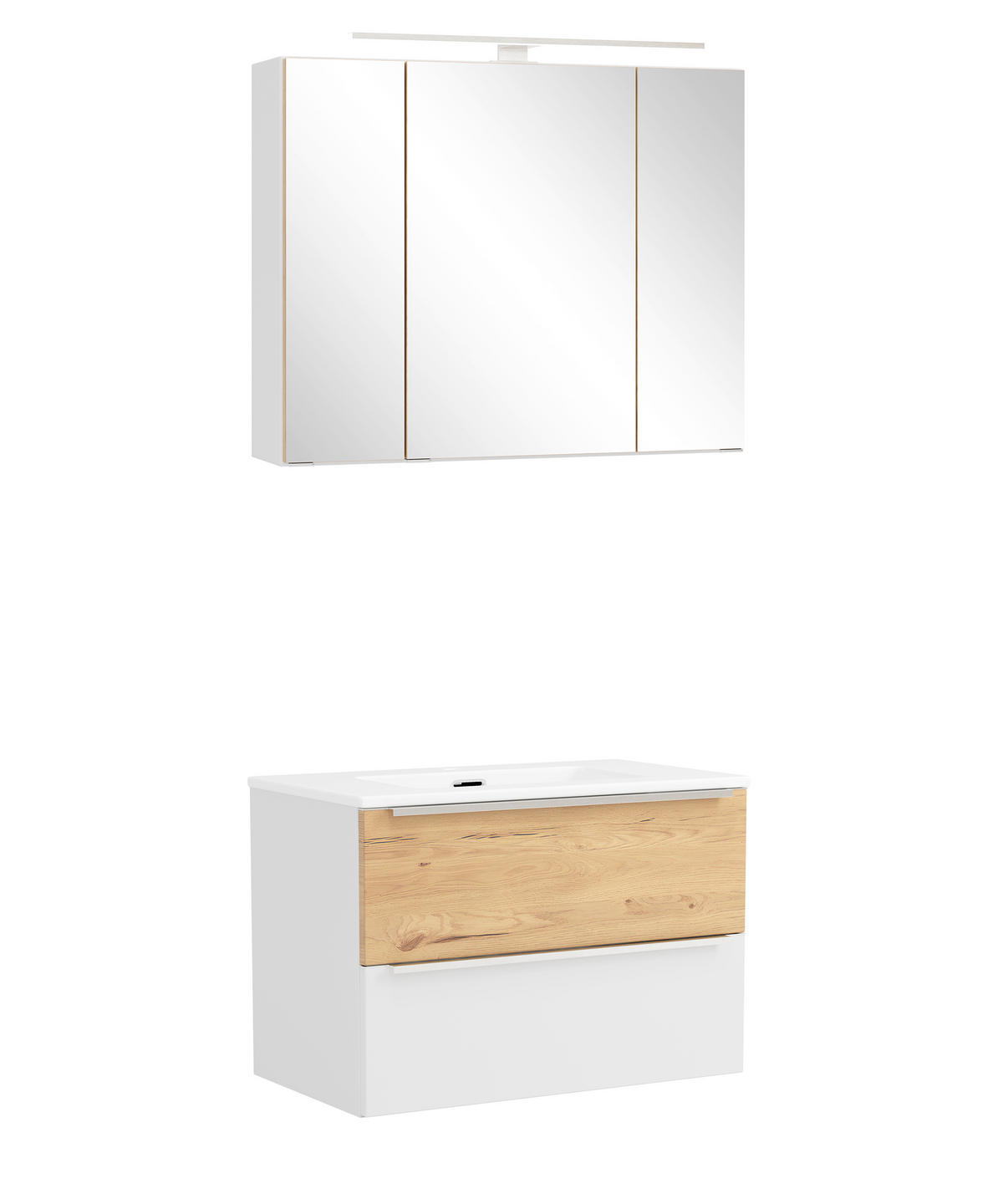 BADEZIMMER 2-teilig  in  - Wildeiche/Edelstahlfarben, Trend, Glas/Holzwerkstoff (80/200/47cm) - Held