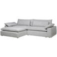 ECKSOFA  in Webstoff Grau Rückenkissen, Nierenkissen, Armlehnenkissen, Rücken echt  198/306 cm  - Schwarz/Grau, MODERN, Kunststoff/Textil (198/306cm) - Carryhome