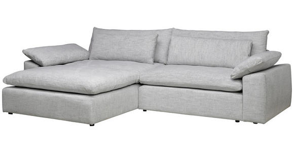 ECKSOFA  in Webstoff Grau Rückenkissen, Nierenkissen, Armlehnenkissen, Rücken echt  198/306 cm  - Schwarz/Grau, MODERN, Kunststoff/Textil (198/306cm) - Carryhome