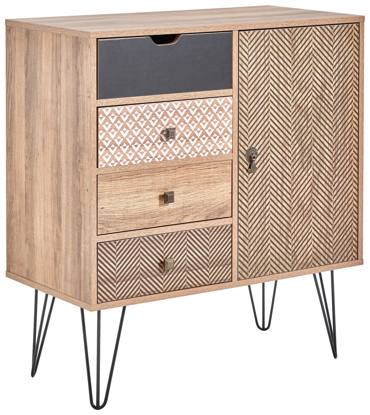 KOMMODE  in 79/86/39 cm  - Eichefarben/Messingfarben, Trend, Holzwerkstoff/Metall (79/86/39cm) - Carryhome