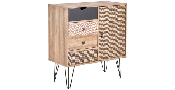 KOMMODE 79/86/39 cm in Multicolor, Eichefarben - Eichefarben/Messingfarben, Trend, Holzwerkstoff/Metall (79/86/39cm) - Carryhome