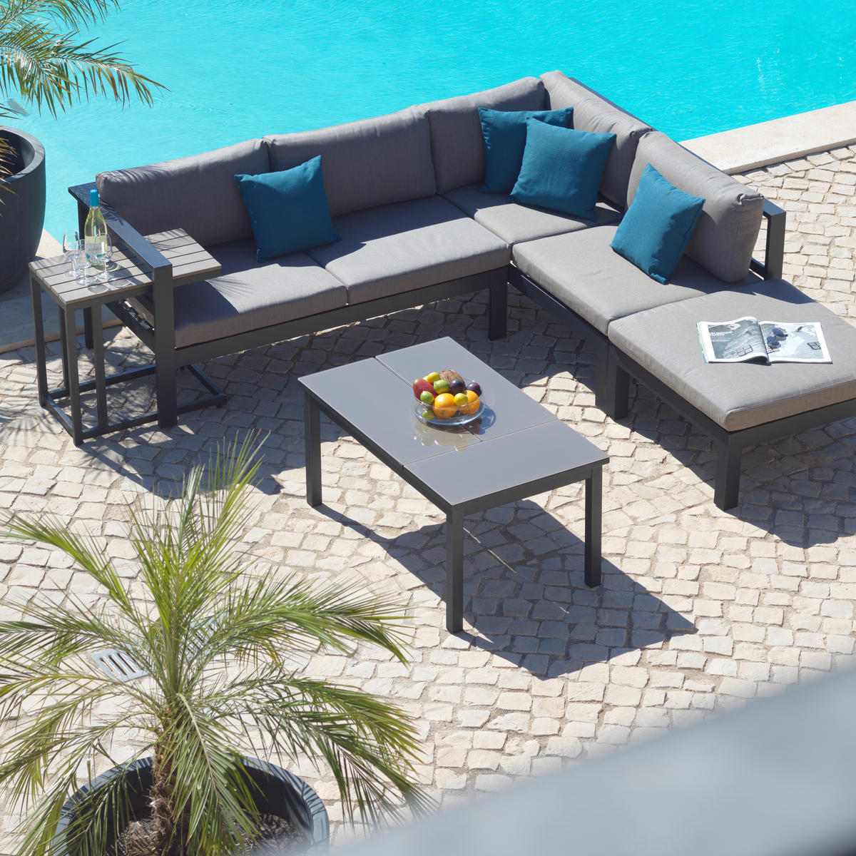 LOUNGETISCH 100/48/60 cm Metall, Glas  - Anthrazit/Grau, Design, Glas/Metall (100/48/60cm) - Amatio