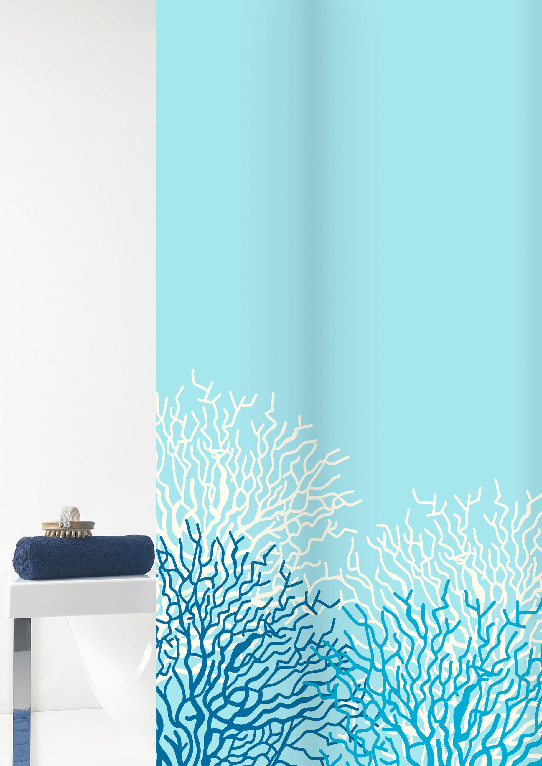 SPRCHOVÝ ZÁVES, 180/200 cm - biela, Basics, plast (180/200cm) - Grund