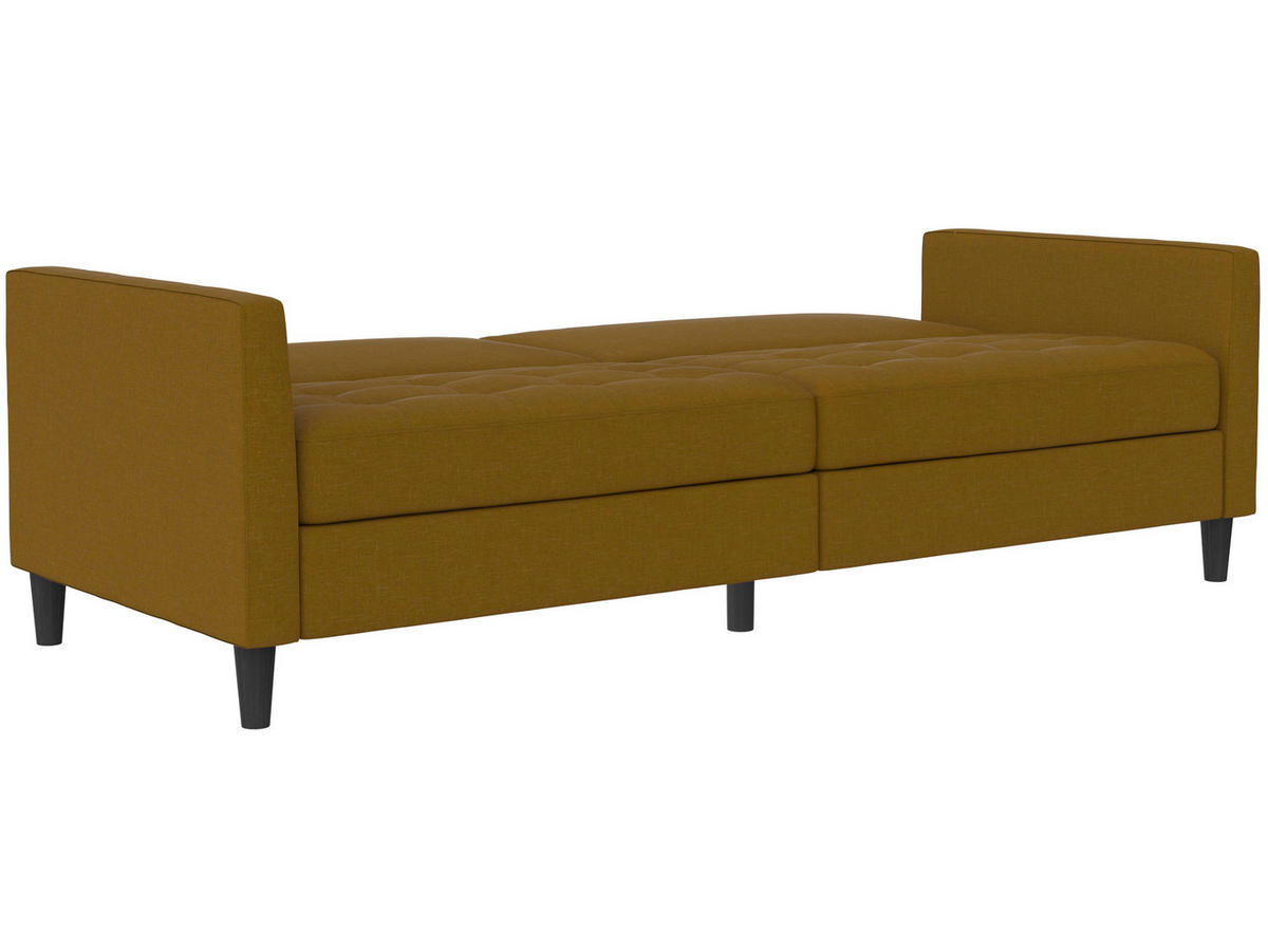 SCHLAFSOFA Webstoff, Leinenoptik Currygelb  - Currygelb/Schwarz, Basics, Kunststoff/Textil (207/86/86cm) - Livetastic