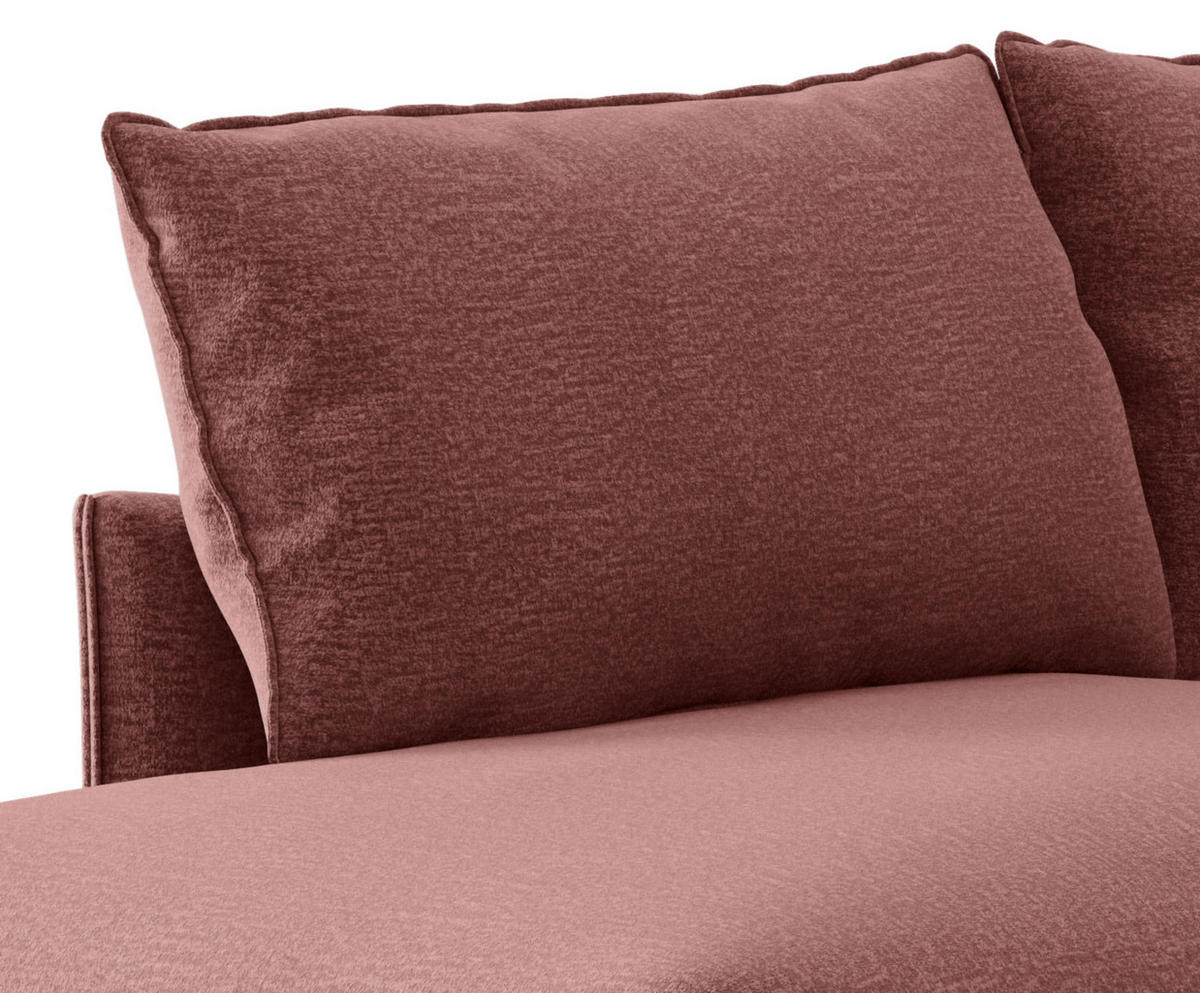 ECKSOFA in Flachgewebe Altrosa  - Altrosa/Schwarz, Design, Textil/Metall (204/267cm) - Livetastic