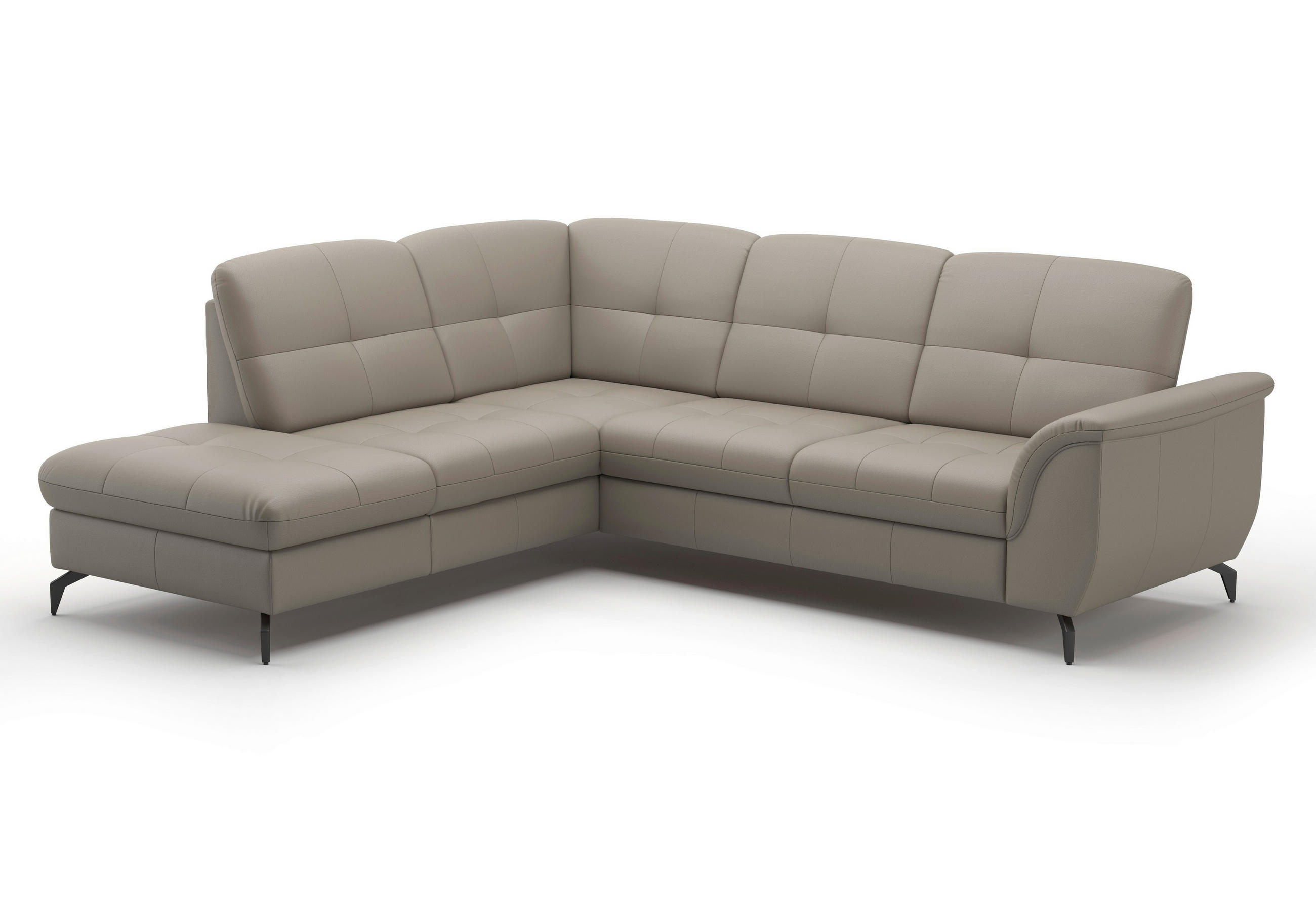 ECKSOFA in Vliesstoff Kombination Echtleder/Stoff Grau  - Schwarz/Grau, Modern, Leder/Textil (212/244cm) - Sit & More