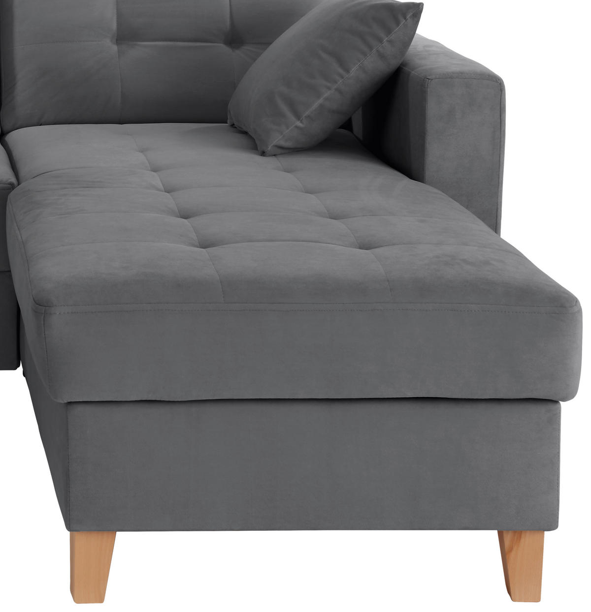 ECKSOFA Samt Dunkelgrau  - Dunkelgrau/Naturfarben, Design, Holz/Textil (231/160cm) - Livetastic
