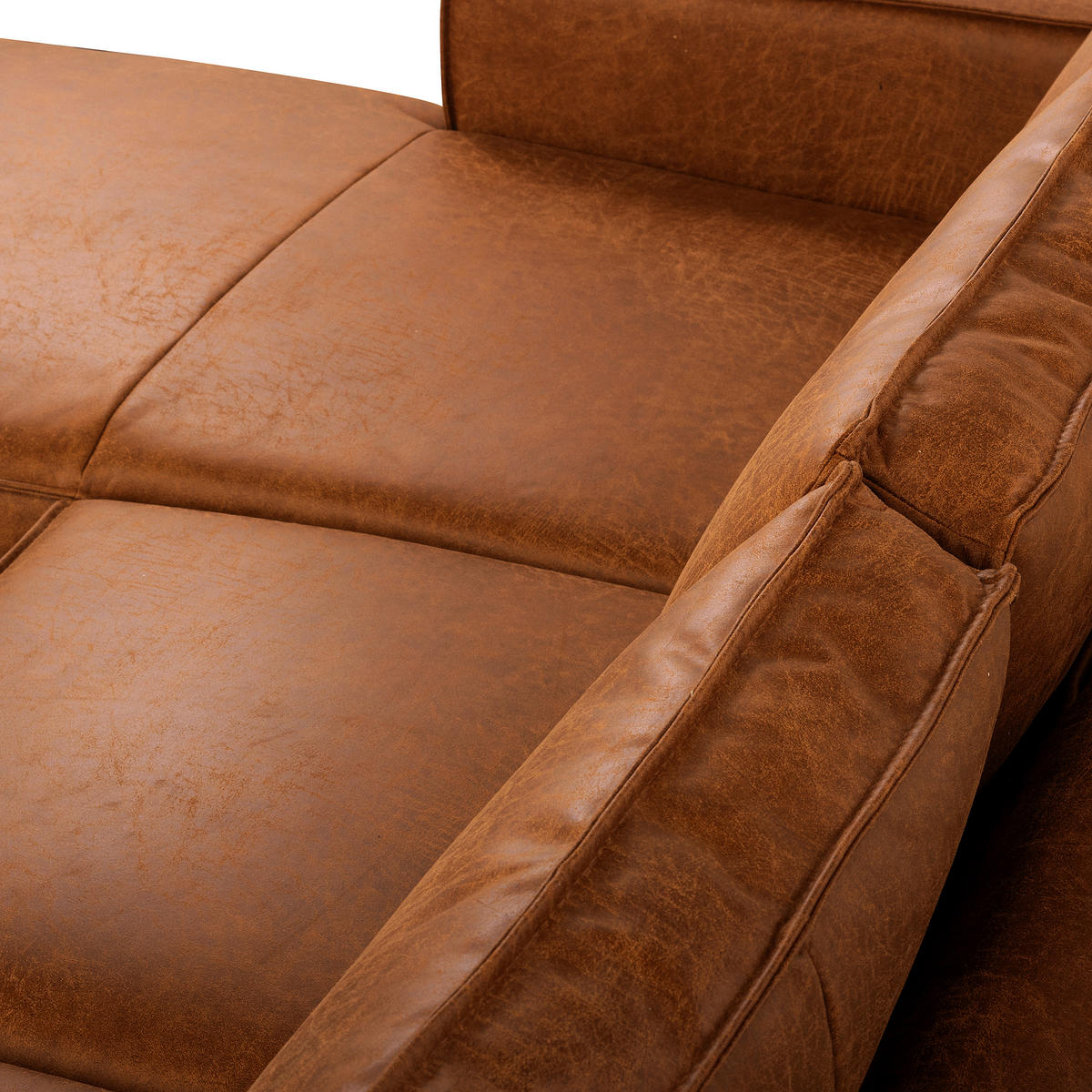 ECKSOFA Cognac Echtleder Lederlook Rücken echt  - Cognac, Design, Leder/Textil (166/238cm) - Livetastic