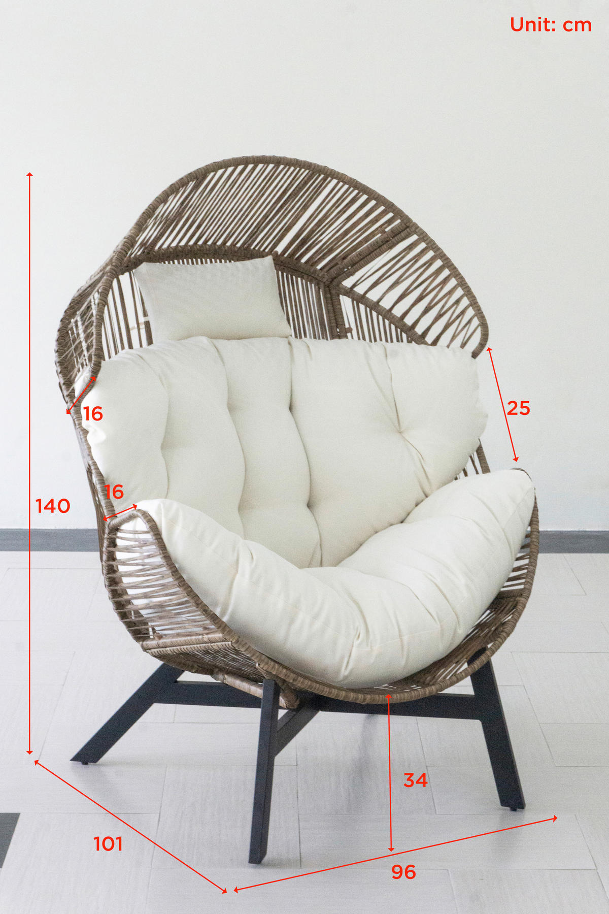 LOUNGESESSEL Naturfarben, Schwarz, Beige Stahl  - Beige/Schwarz, Design, Kunststoff/Textil (101/140/96cm) - Ambia Garden